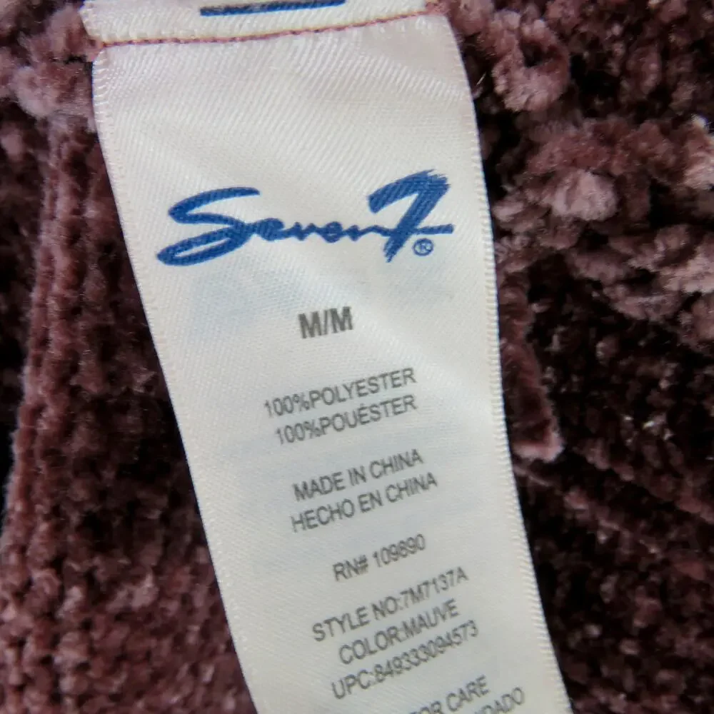 Seven Ultra Plush Chenille Pullover Sweater Mauve Pink Crewneck Sweater Medium